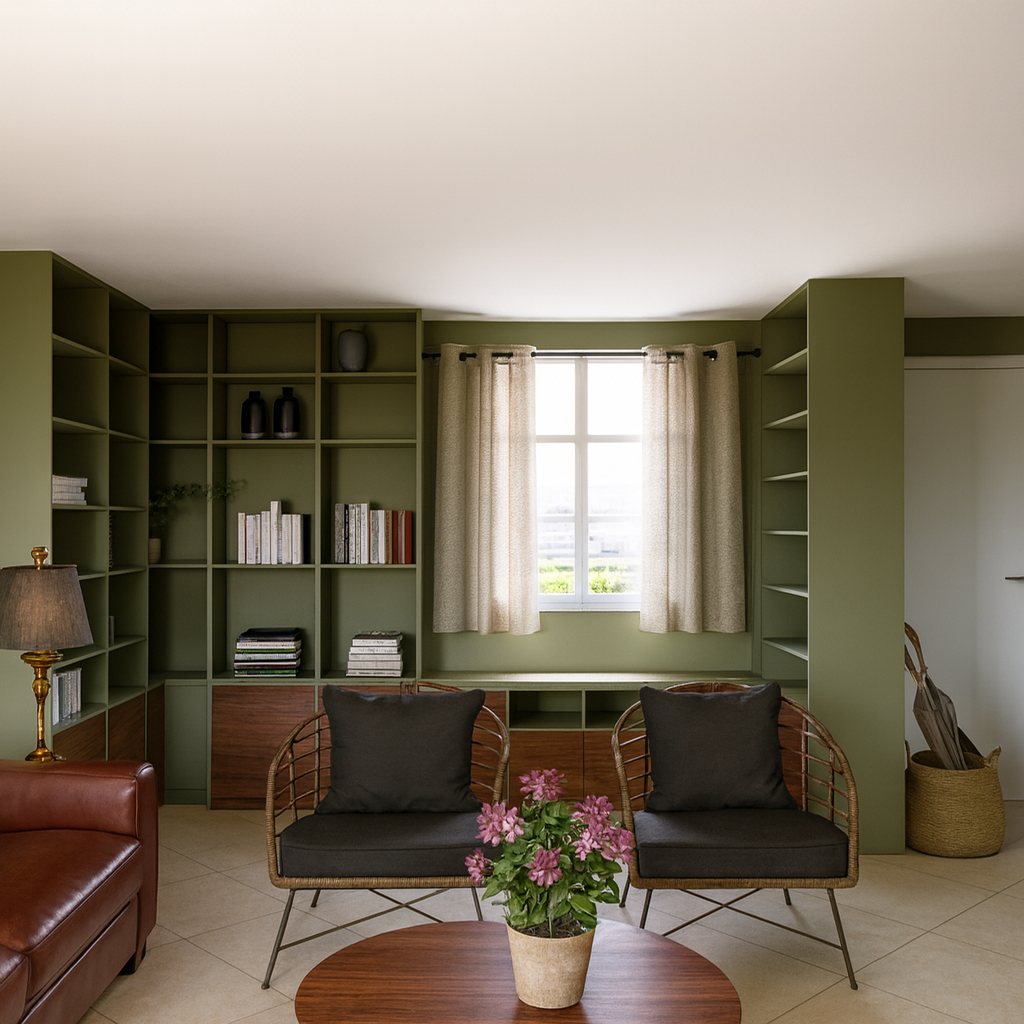 Optimisation d’espace avec bibliothèque sur mesure – architecture d’intérieur Lunello